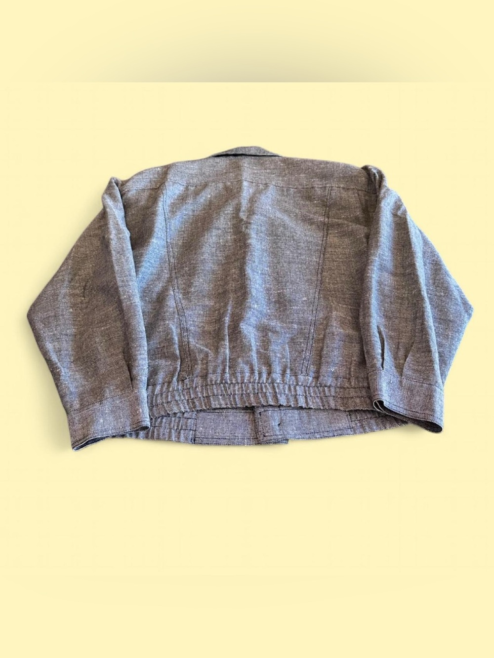 Vintage Linen Blend Jacket Women’s L Approx Boxy Fit Lightweight - Picture 4 of 6